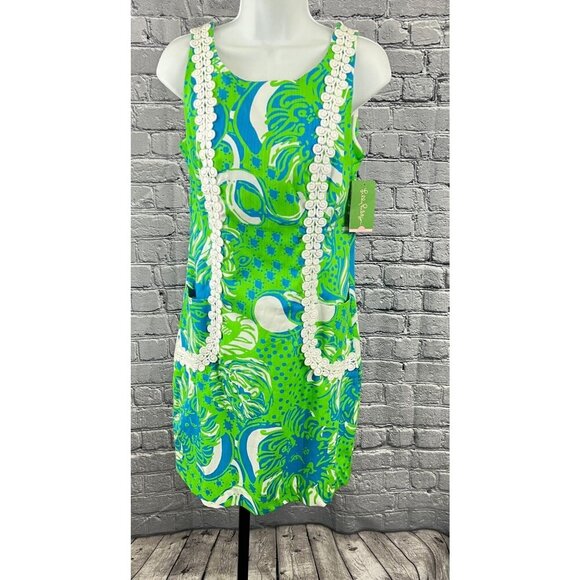 Lilly Pulitzer  Limeade Roar of the Jungle  Liz Shift Dress Size 4 - Picture 1 of 10